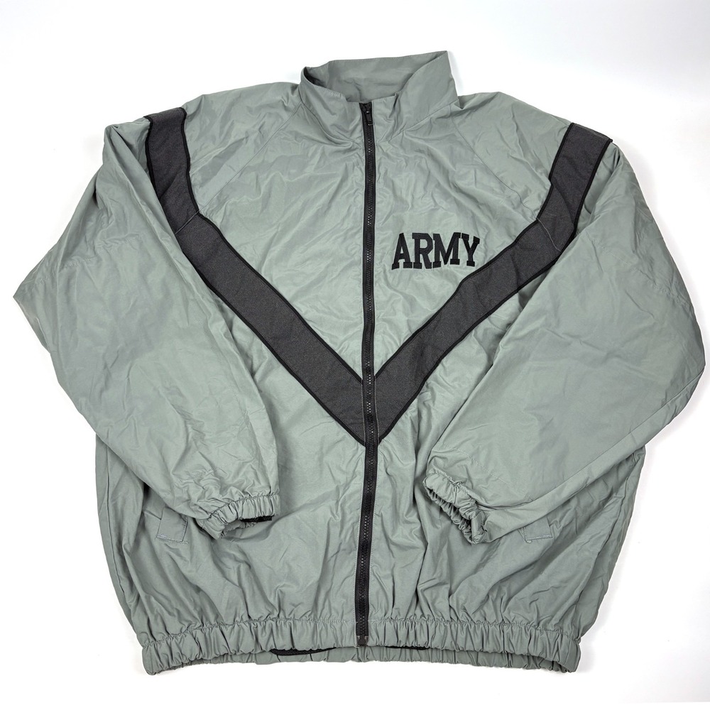 VTG US Army IPFU Training Chevron Jacket Mens Sz XL/Long Gray Green Reflective